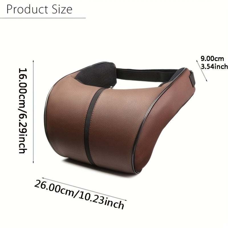 Faux Leather Car Headrest Pillow Memory Foam Cushion for Vehicle Seat Red Stitching