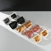 Women's Square Decorative Glasses 5-Pack Large Frame with Golden Chain Multicolor Polycarbonate Lenses