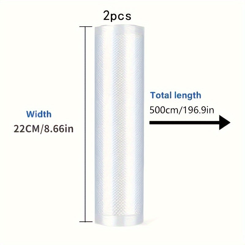 Vacuum Sealing Bags 2 Rolls Food Storage Reusable Airtight Anti-Spill