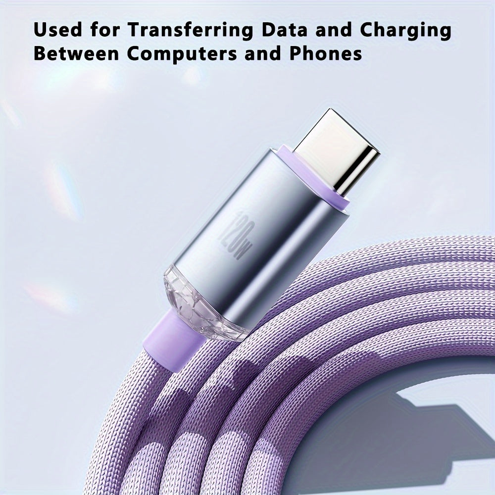 USB-C to USB-C Fast Charging Cable 120W 6A Data Sync Flat PVC for Android Devices
