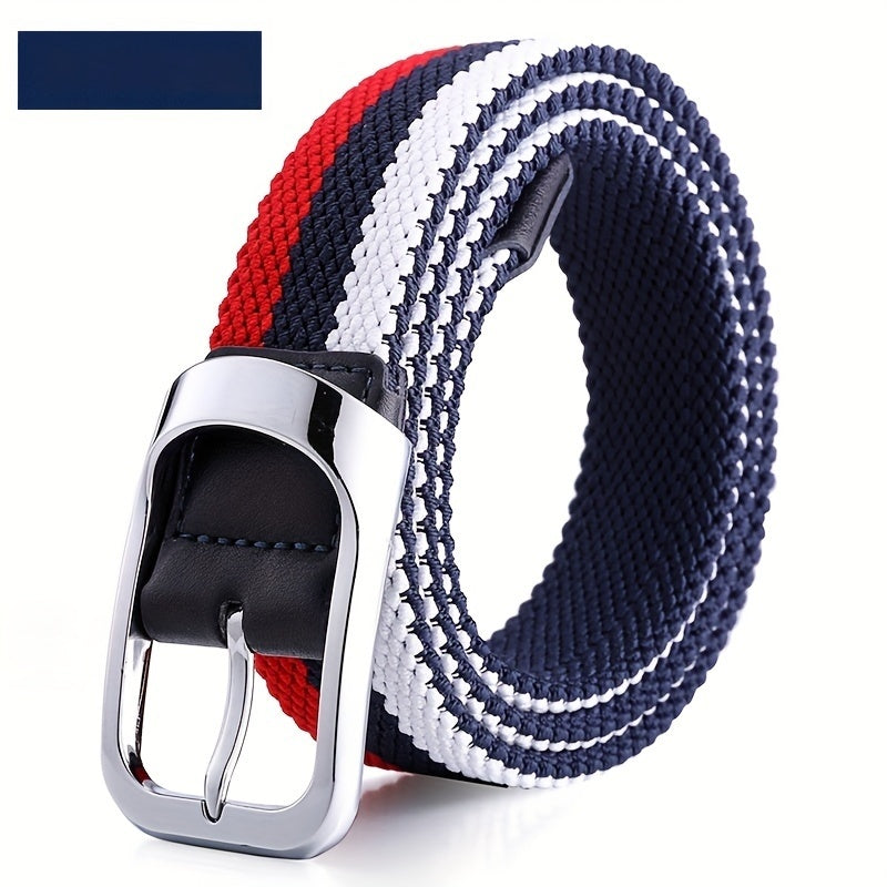 Unisex Stretchy Woven Golf Belt Athletic Rubber Panel Flexible Fit Sports Accessory