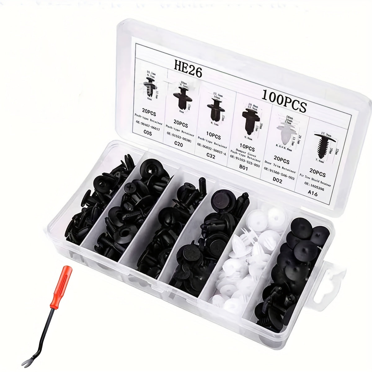 100 piezas de clips de retención para parachoques de coche, sujetadores de plástico para molduras de automóvil