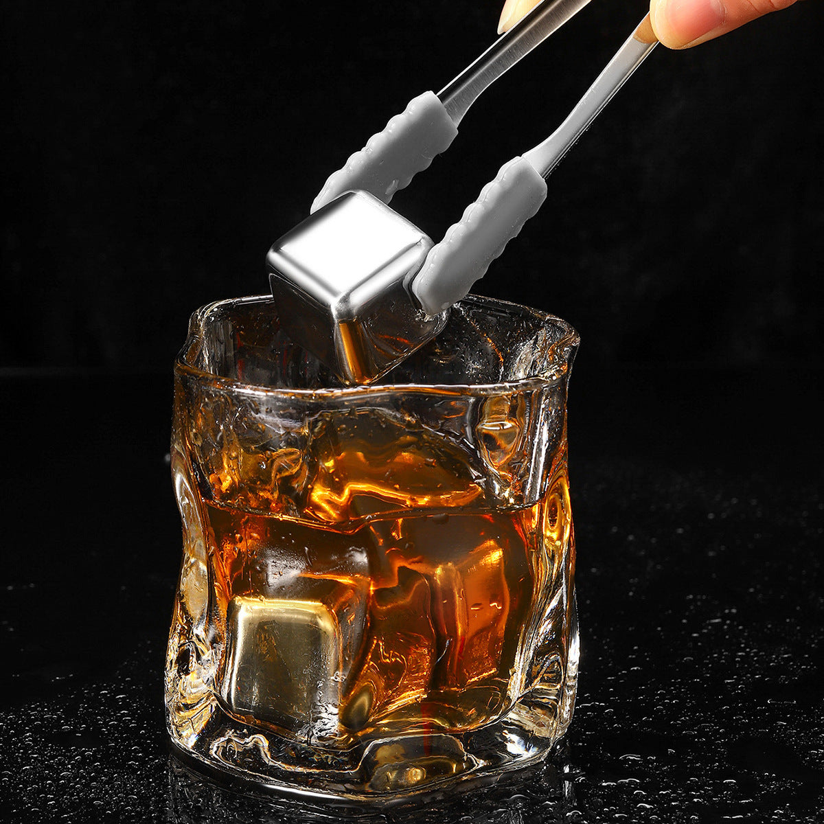 Juego de cubos de hielo de acero inoxidable para whisky, vino tinto, reutilizables, congelación rápida, 4-12 piezas