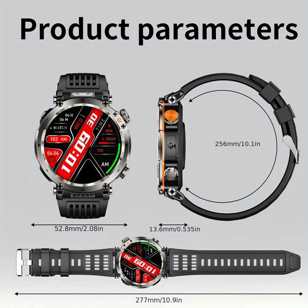 Men's Rugged Smartwatch 1.7 Inch Touchscreen Fitness Tracker Waterproof