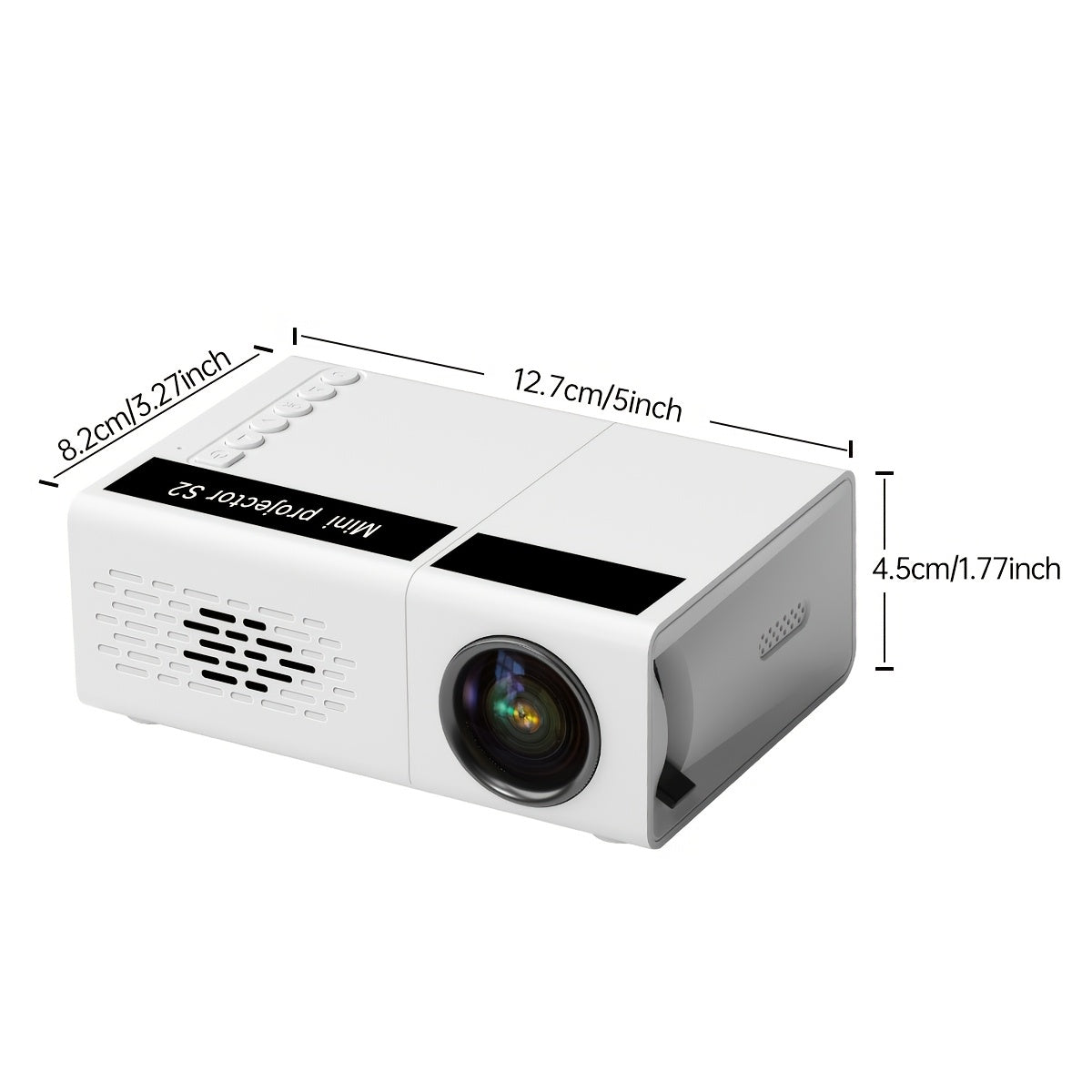 Mini White Portable Projector 1080P Full HD Support for Movies and Gaming