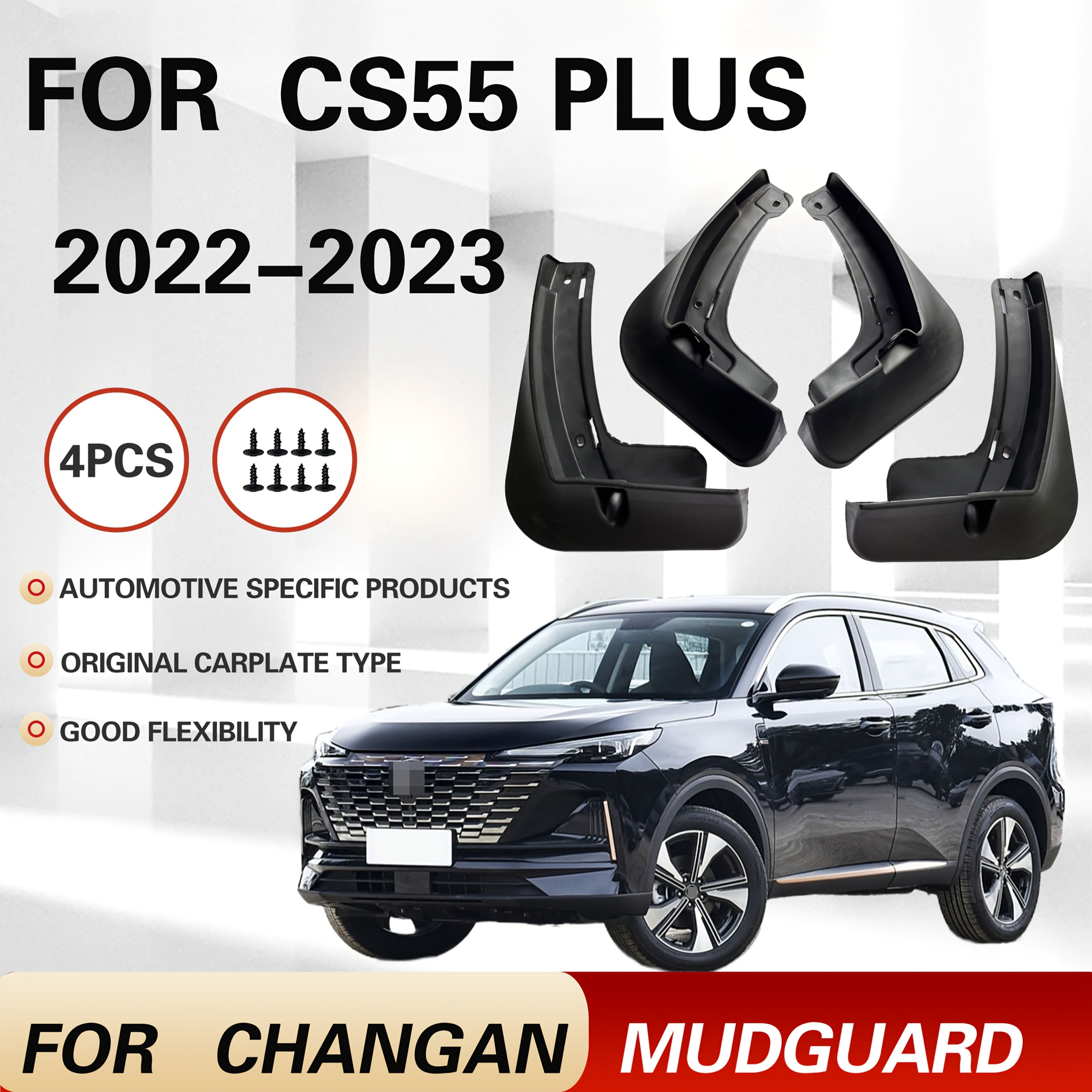 Car Mudguards 4-Pack for SUV Front and Rear Plastic Fenders