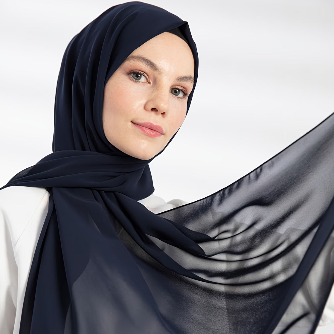 Ayollarning nafas oladigan chiffon hijabi, toza marjon bezaklari, Ramazon uchun qulay