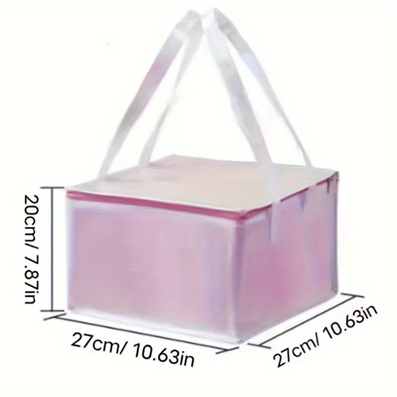 Reusable Insulated Food Delivery Tote Square Metal Foil Food Carrier for Outdoor Dining and Takeout