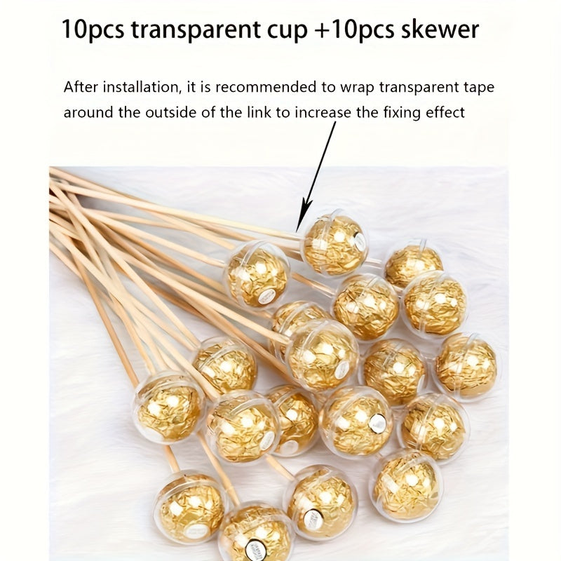 Set of 20 Chocolate Flower Holders with Clear Acrylic Cups for DIY Bouquets and Packaging