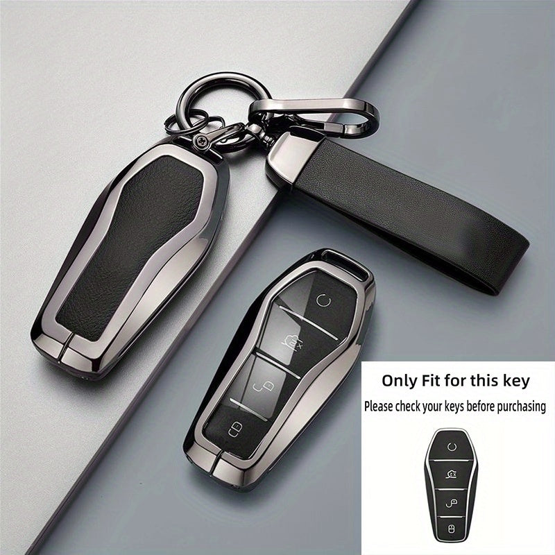Car Key Cover Zinc Alloy Durable Wear-Resistant Drop-Proof Keychain Accessory