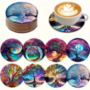 Set of 8 Tree Coasters Heat Resistant Non-Slip Pads for Home Office Party Christmas