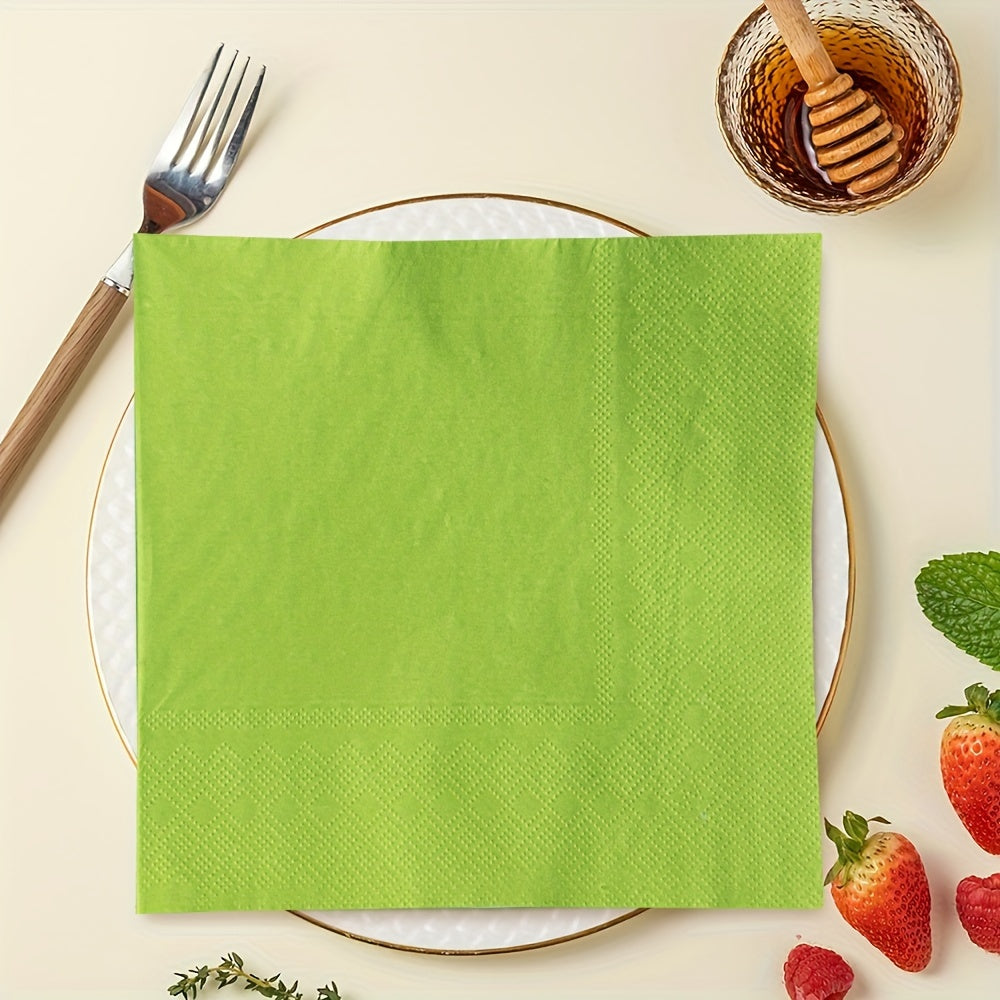 20-Pack Square Paper Napkins 33cm Green Disposable Party Picnic Holiday