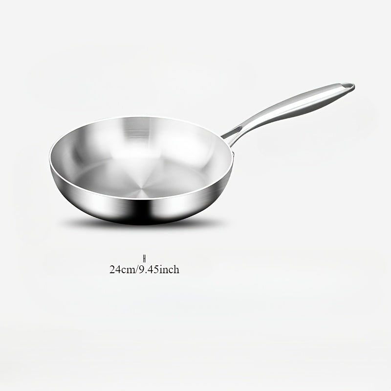 304 Stainless Steel Frying Pan Nonstick Uncoated for Gas Induction Stoves