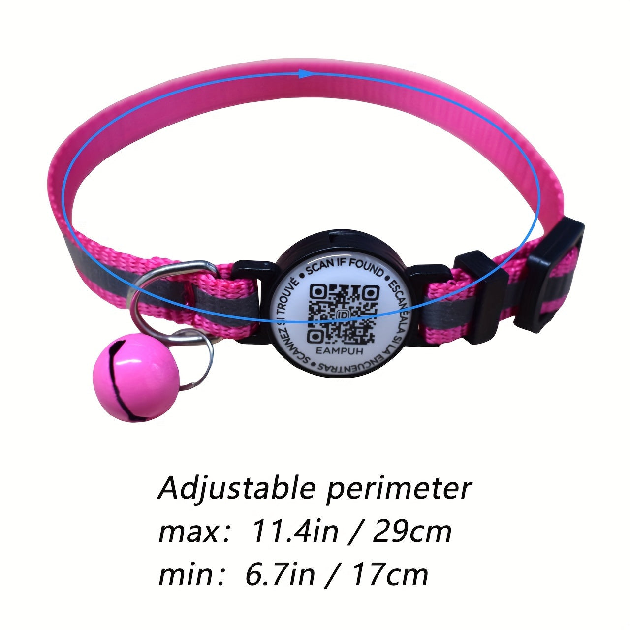 Reflective QR Code Pet Collar for Cats and Small Dogs High Visibility Night Anti-Lost Striped Polyester