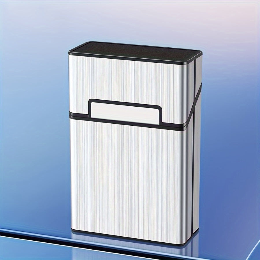 Hombre y mujer metal cepillado estuche para cigarrillos con imán y apertura giratoria para 20 cigarrillos