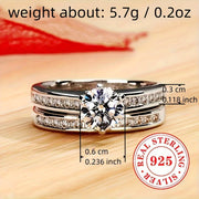 Women's Silver Wedding Ring Set Includes Two Pieces Zirconia Engagement and Bridal Jewelry