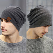 Men's Cotton Polyester Beanie Hat with Alphabet Pattern, Stretch, Casual Winter Gift