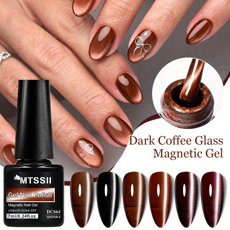 Unisex Dark Coffee Gel Nail Polish 7ml Cat Eye Effect Long-Lasting