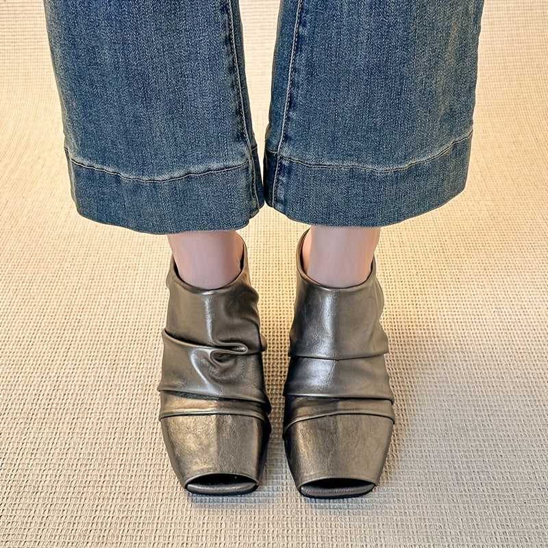 Women's Square Toe Mule Shoes Synthetic Slip-On Loafers Chunky Heel Brown