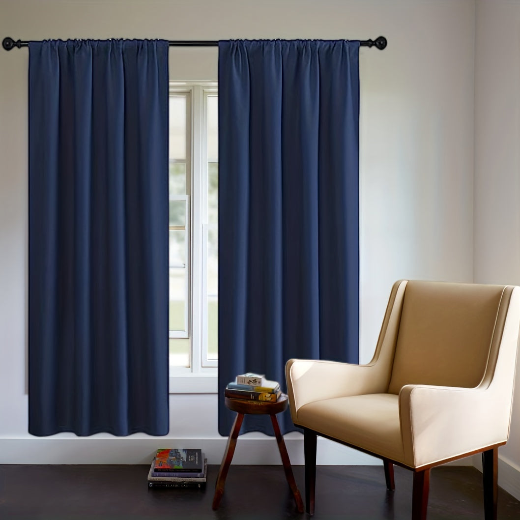 Blackout Curtain Panel Thick Rod Pocket Light Blocking Insulation Bedroom 200g