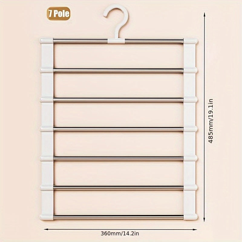 Perchero plegable de acero inoxidable para pantalones con 7 capas