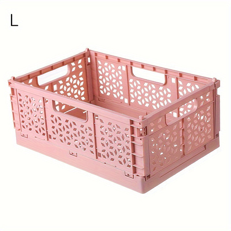 Plastic Folding Storage Basket with Handle for Snacks Fruits and Cosmetics