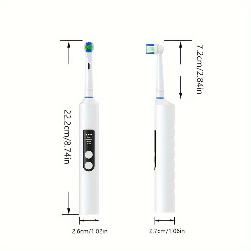 Adult 3D Electric Toothbrush Soft Bristle Rotating Oral Care with 2 Brush Heads