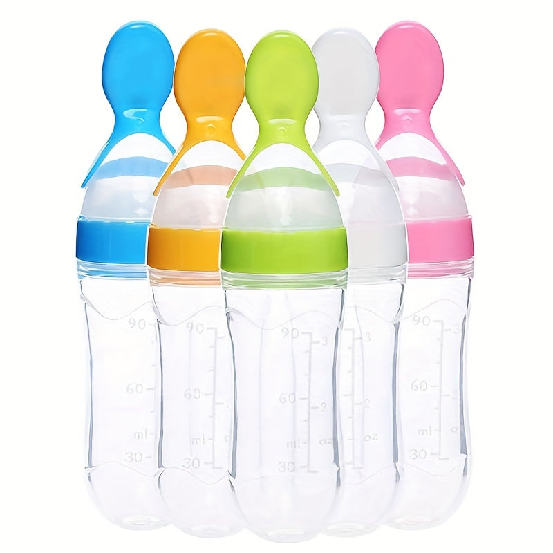 Silicone Baby Feeding Bottle with Spoon for Infants and Toddlers
