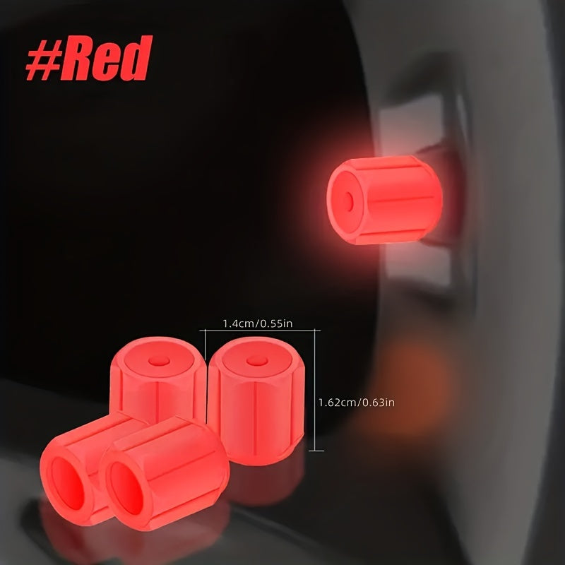 Universal Car and Bicycle Fluorescent Valve Stem Caps 4/8/12pcs