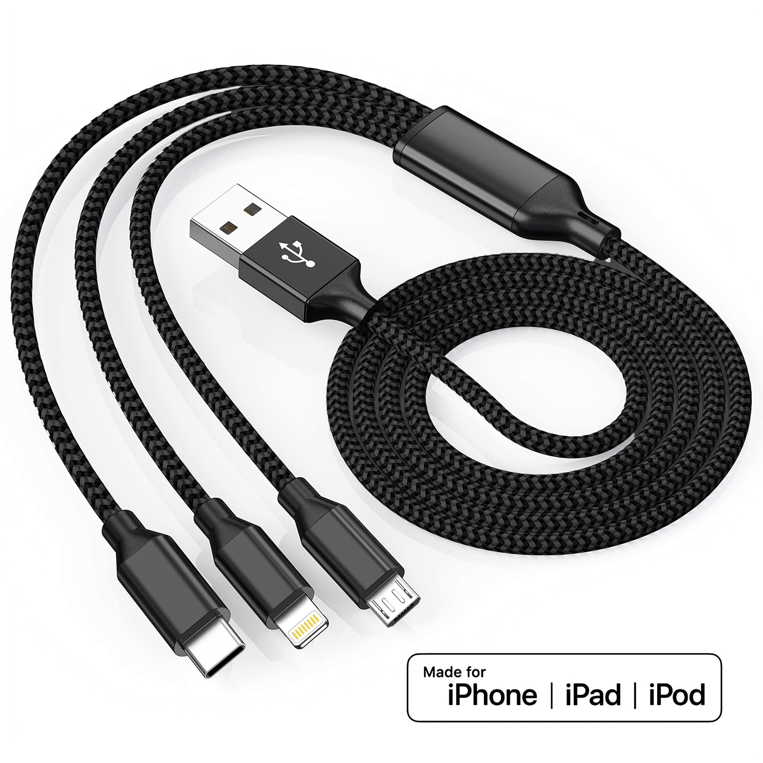 Fast Charging USB Cable for iPhone Samsung Type-C Micro USB Android Devices