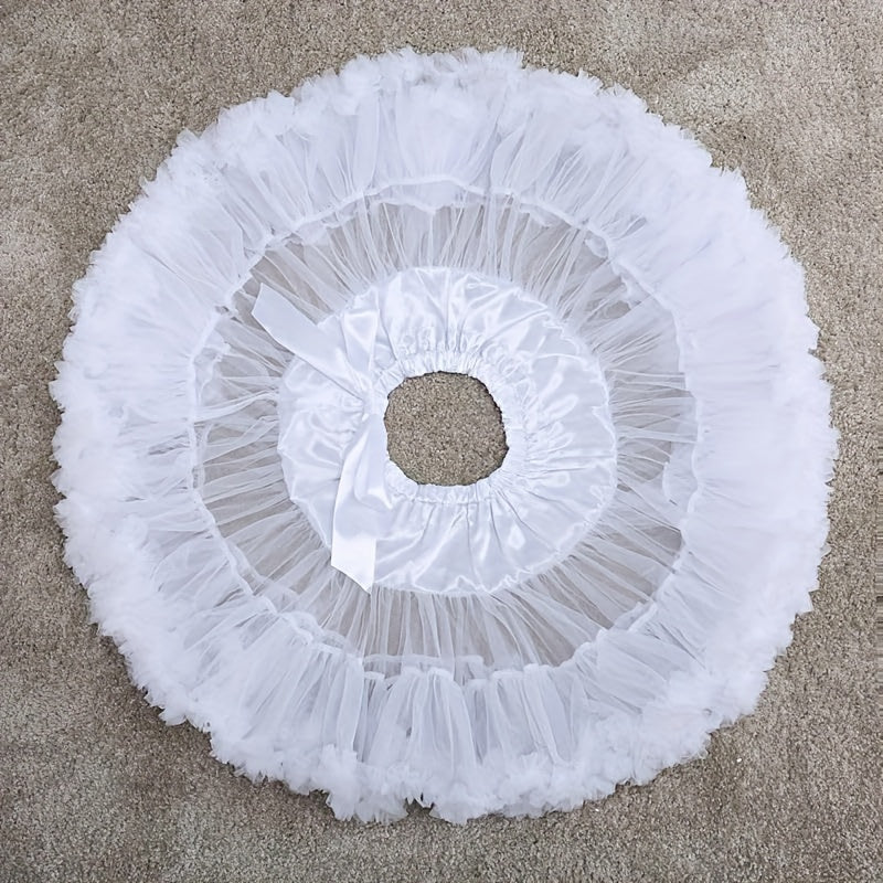 Women’s Fluffy Chiffon Ballet Skirt with Elastic Waist for Cosplay and Tutu