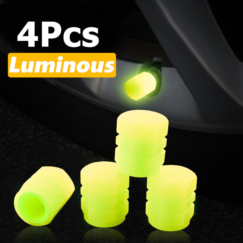 4pcs Glow in Dark Luminous Plastic Valve Caps for Car Bicycle Motorcycle Wheel Rim Decoration