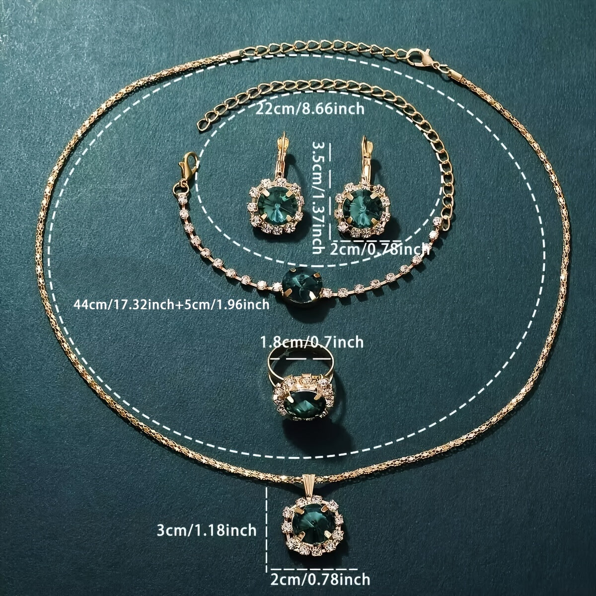 5 ta ayollar modasi soatlari to'plami, sun'iy charm bilan, kristal zargarlik to'plami