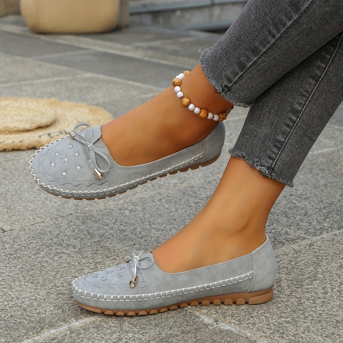 Women's Slip-On Loafers Soft PU Comfortable Breathable All-Season Black Grey Pink