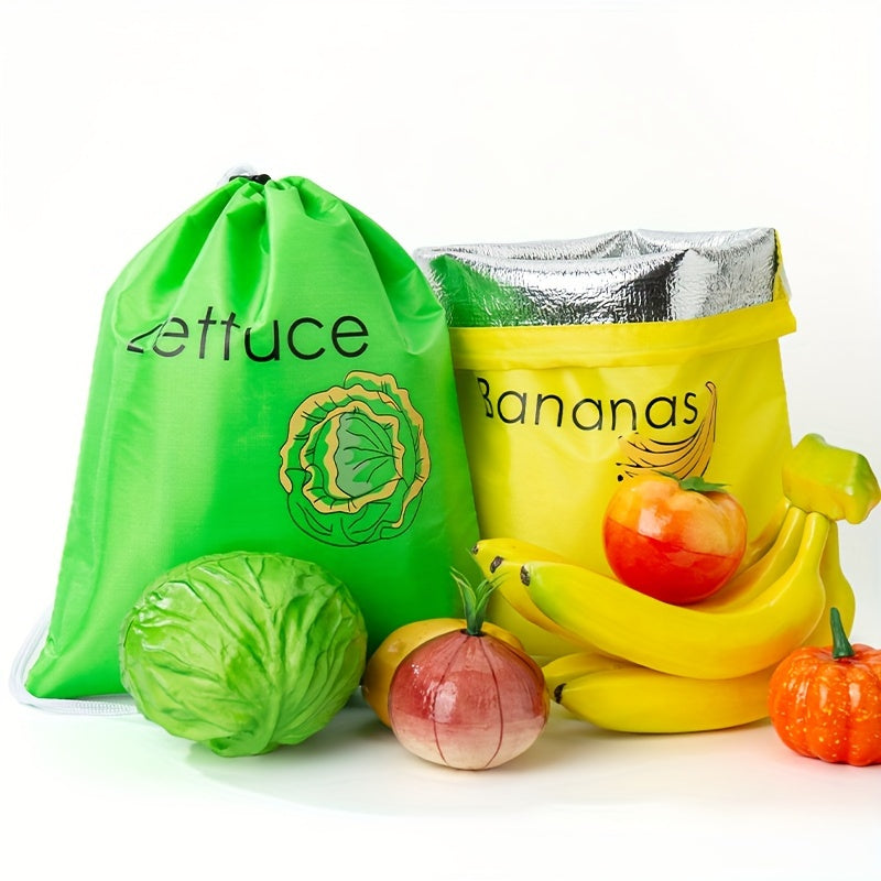 Yellow Banana and Green Vegetable Storage Bags Set for Fresh Keeping Kitchen Organizer