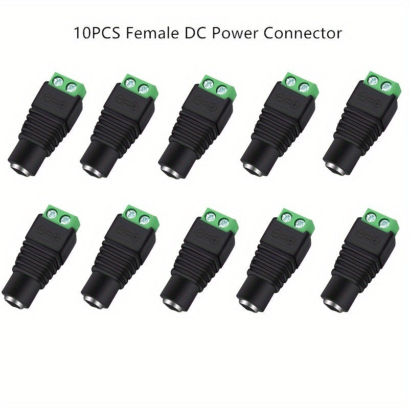 10 Pairs 12V DC Power Jack Connectors for LED Strip CCTV Camera Male Female