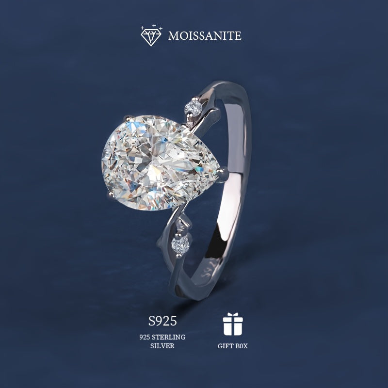 "Nashr qilingan boho uslubida, 925 sterling kumush bilan qoplangan, ayollar uchun 2-3 karatli, zamonaviy moda, quti bilan sovg'a tayyor holda keladigan, pirzola shaklidagi moissanite to'y uzuklari to'plami."