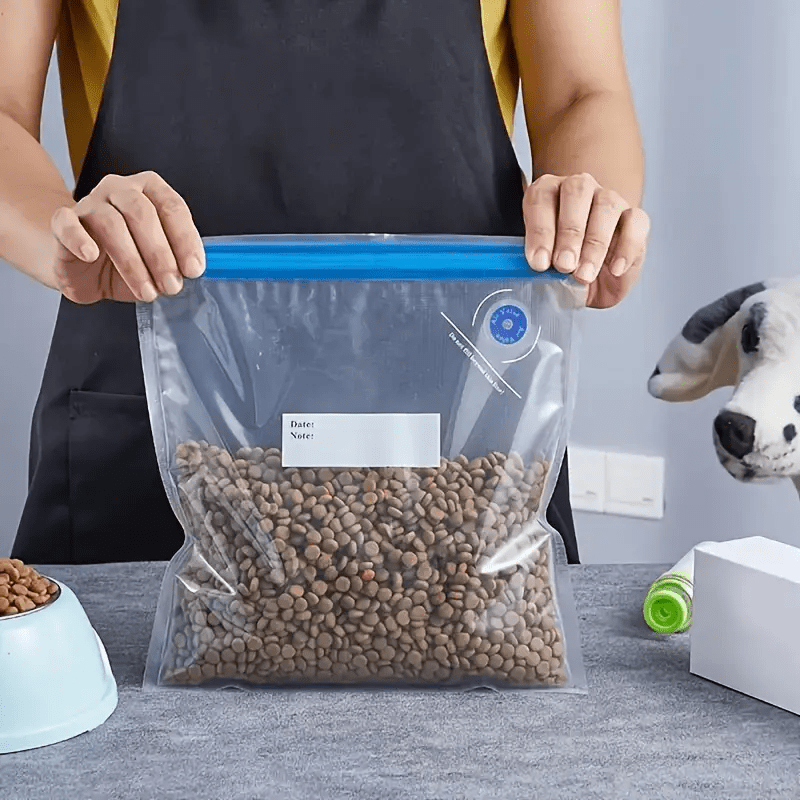 40 Pieces Reusable Vacuum Sealer Bags with Blue Zippers for Food Storage Airtight PE+PA