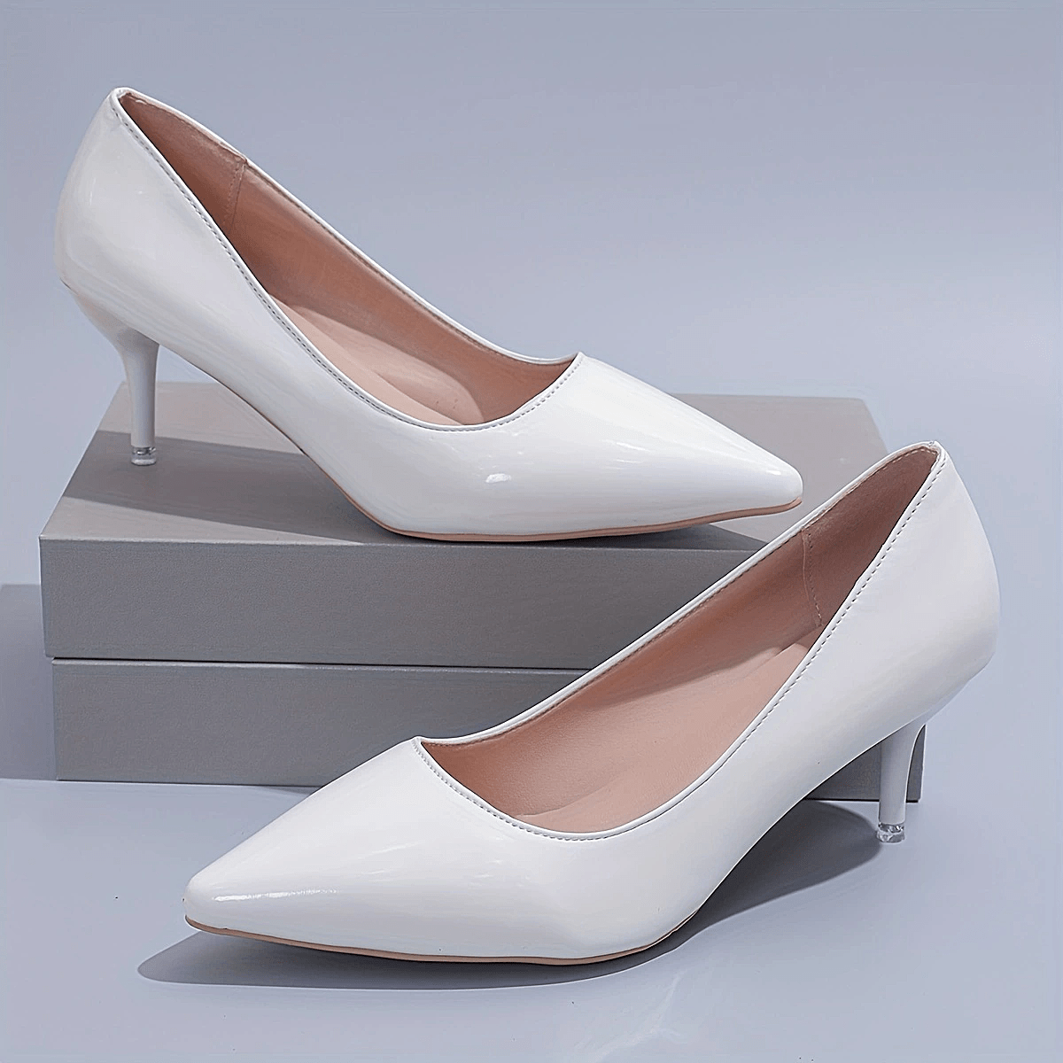 Women's Black Pointed Toe Stiletto Heels 6cm Glossy Dress Shoes