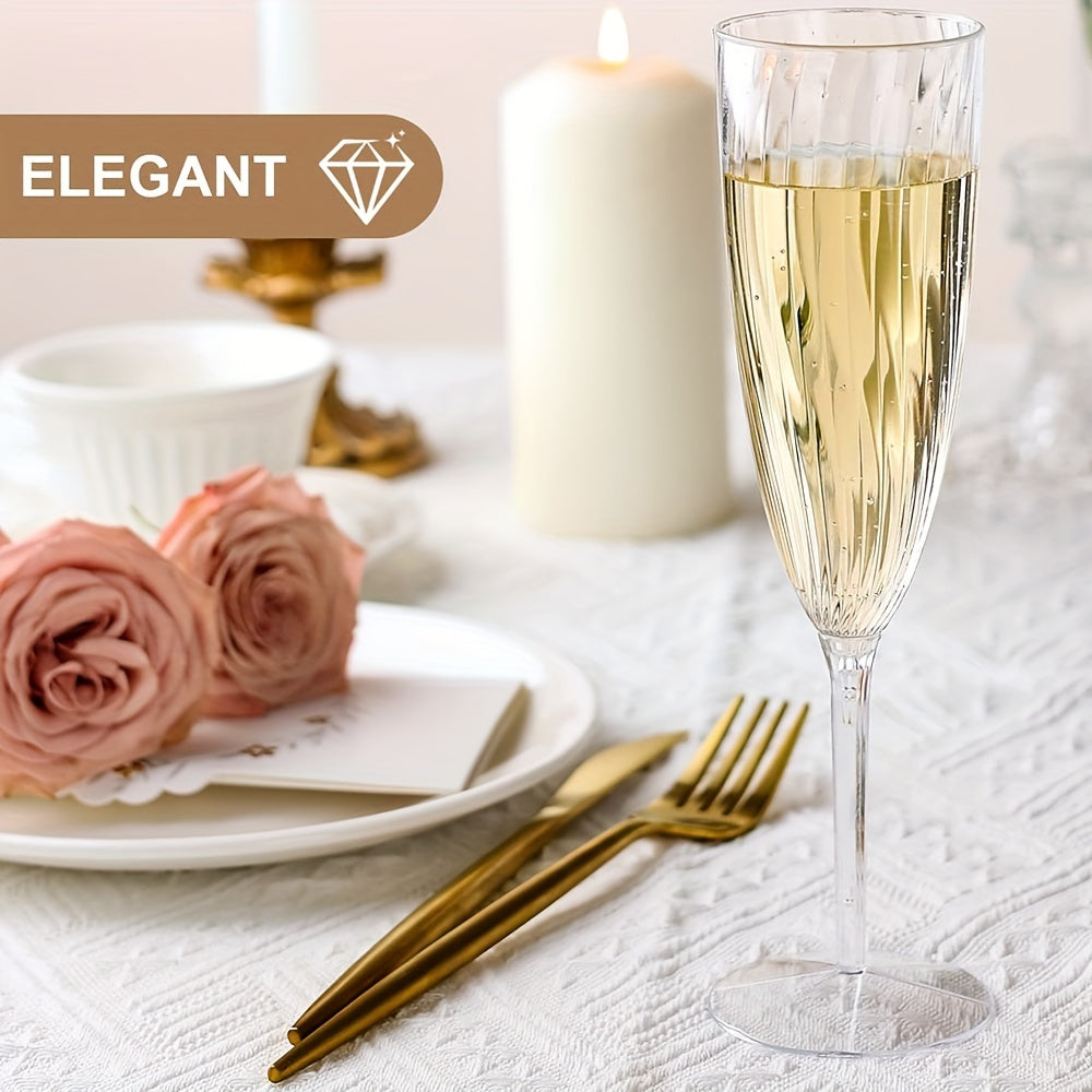 Набор из 8 прозрачных пластиковых флейт-стаканов объемом 6 унций, одноразовые, для свадеб и вечеринок