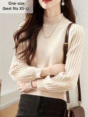 Women's Ribbed Turtleneck Sweater Fall Winter Slim Fit Long Sleeve Casual Knit Top