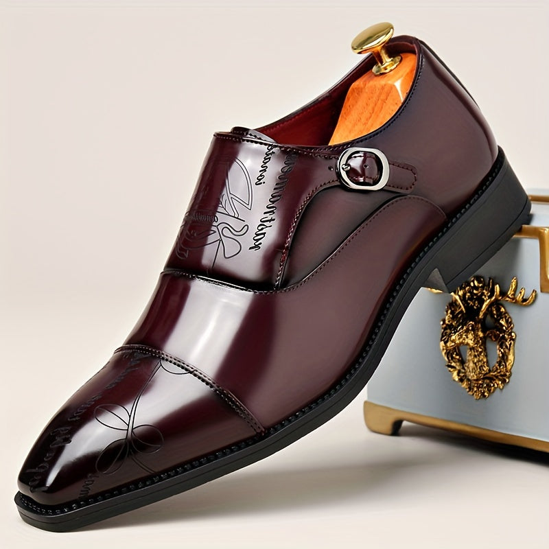 Men's Casual Shoes Large Size Buckle Design Solid Color Leather Comfortable All-Season