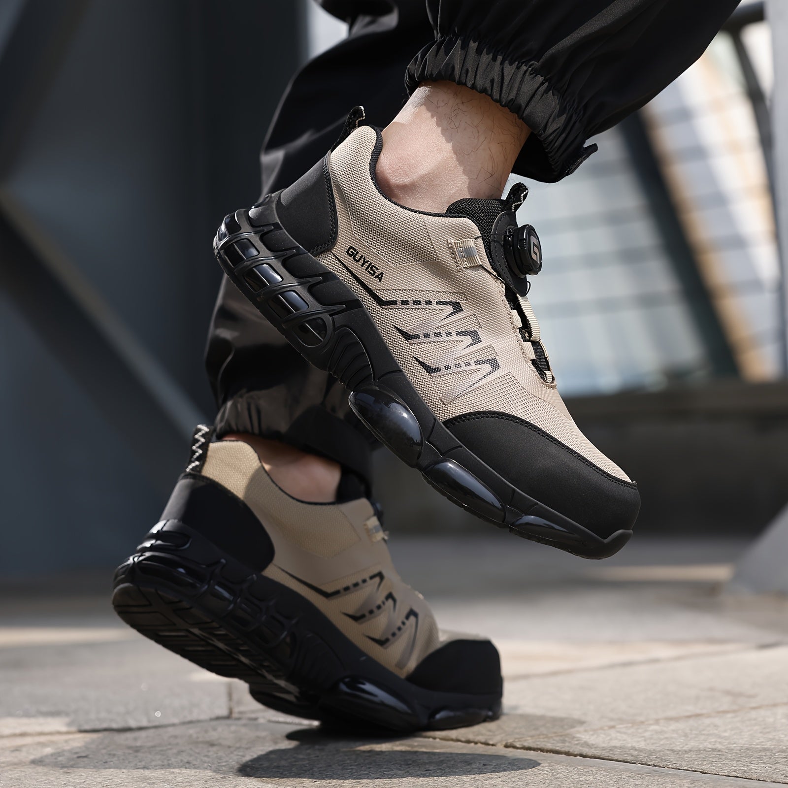 Women Steel Toe Safety Work Shoes Breathable Mesh Anti-Smash Puncture Black Beige