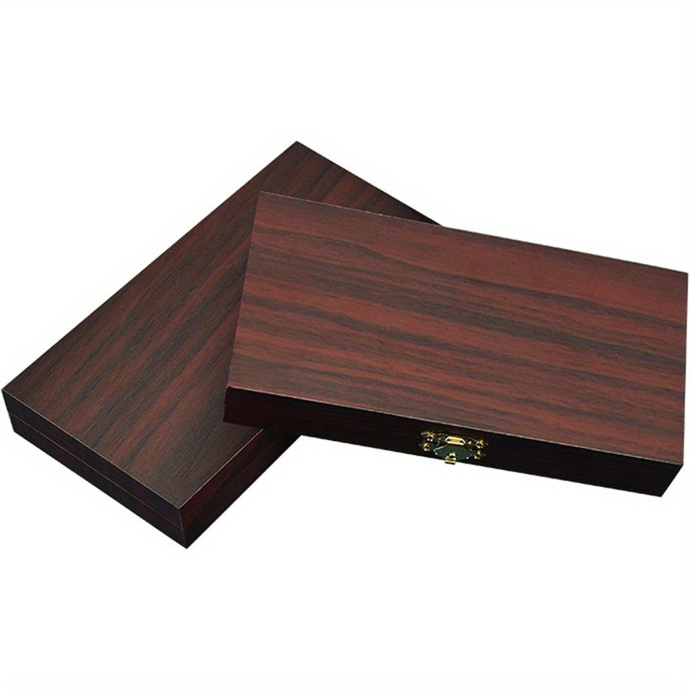 Wooden Money Storage Box with Lockable Cover and Single Compartment Organizer