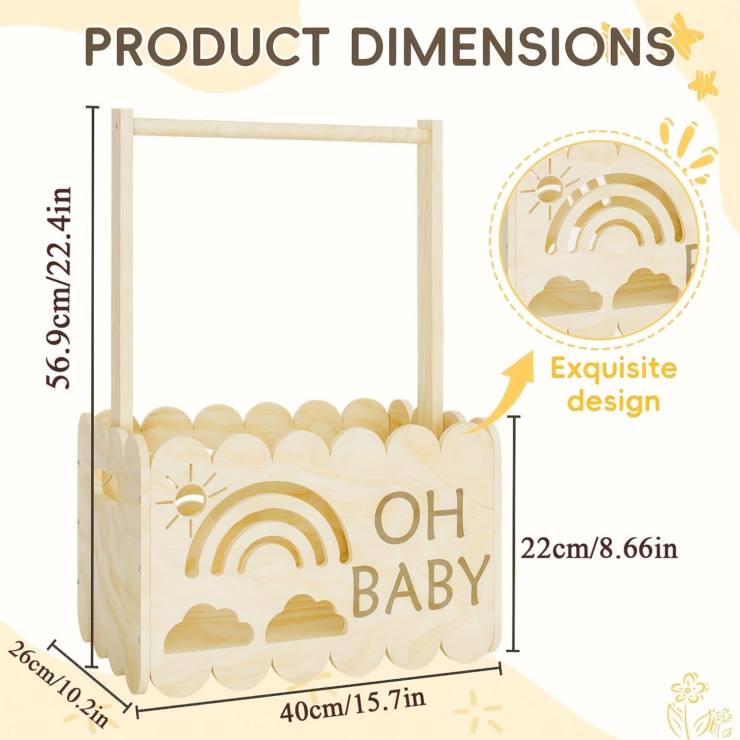 Wooden Gift Crate for New Parents Storage Box for Mementos and Keepsakes