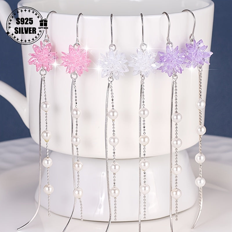 Ayollar uchun yangi suv marvaridi bilan hypoallergenik zargarlik buyumlari bilan Sterling kumushli quloq taqqichlari