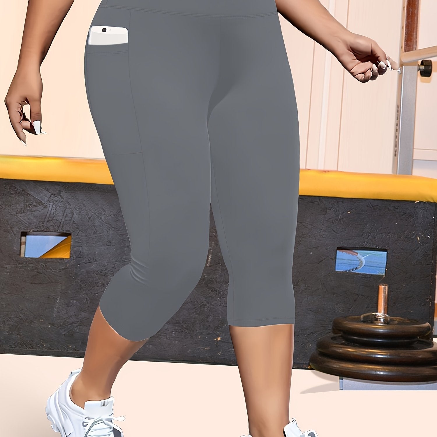 Plus Size High-Waisted Leopard Print Capri Pants Stretchy Casual Skinny Jeans