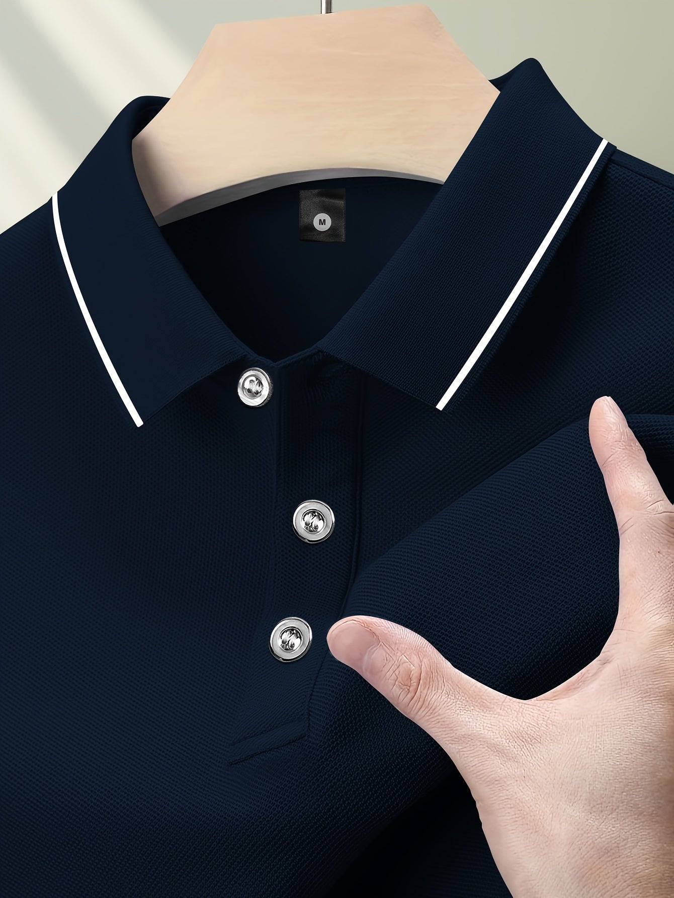 Erkaklar uchun chiziqli golf koftasi, yozgi ochiq havoda tasodifiy kiyim uchun qisqa yengli kofta.