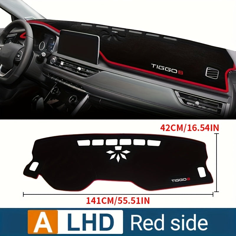 Dashboard Cover for Car - Polyester, UV Protection, Non-Slip, Black with Red Stitching