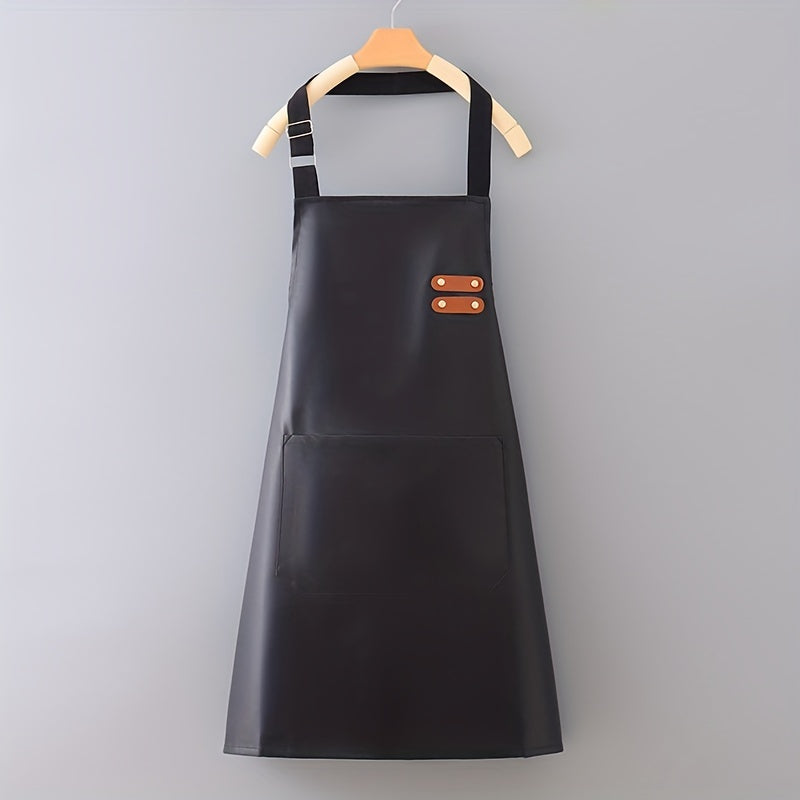 Fake Leather Apron for Cooking and Baking Durable Kitchen Apron with Adjustable Neck Strap